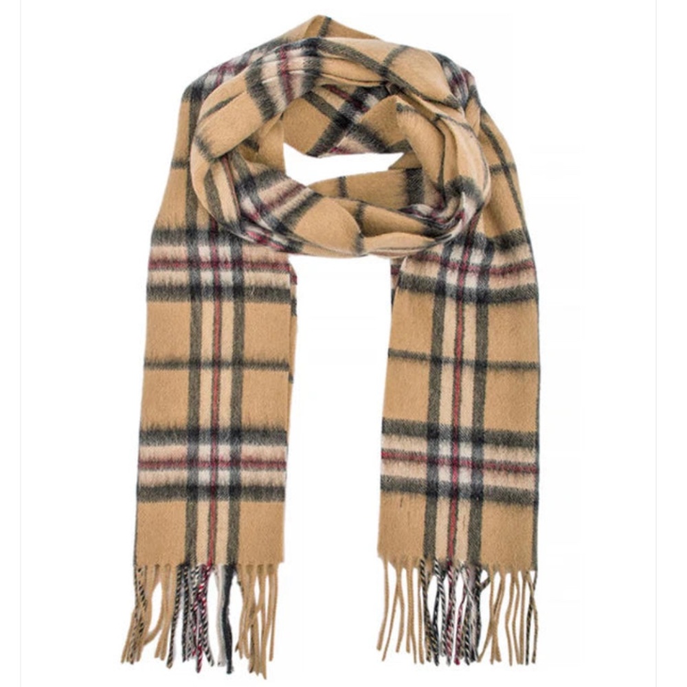 Patrick King Woolen Company Thompson camel 100% lambswool tartan scarf NWT